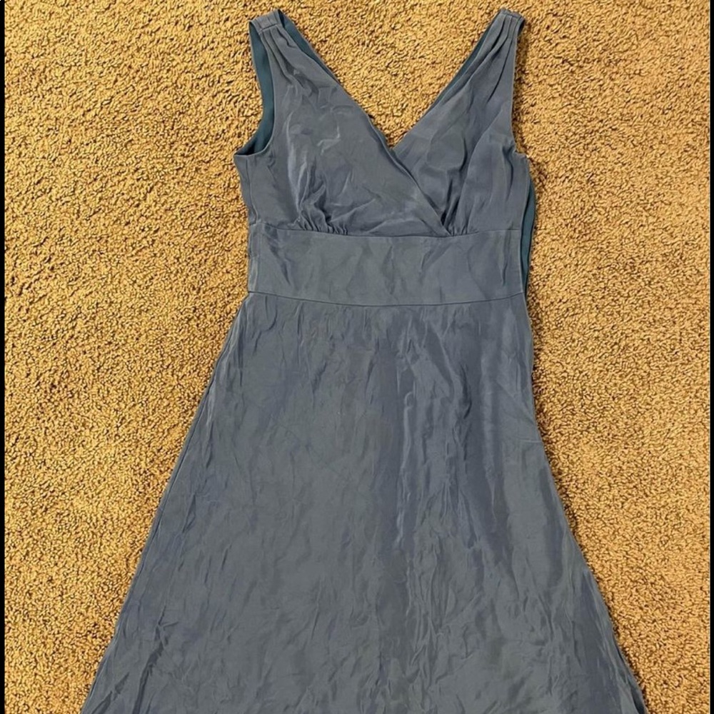 j crew blue midi dress size 2p 100% silk!